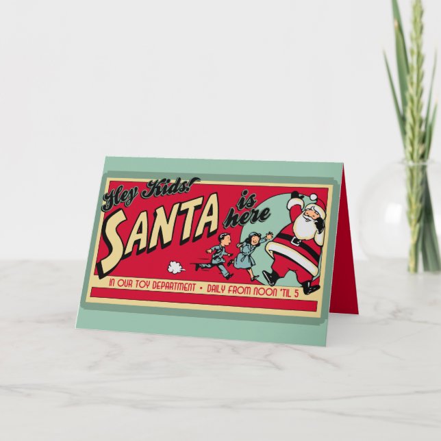 Personlig Santa är här Retro-julkort Helgkort (Framsida)