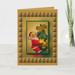 Personlig Santa atop Julgran, Guld Grönt Kort