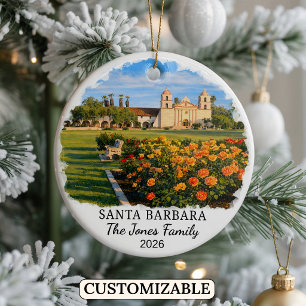 Personlig Santa Barbara-ornament, Kalifornien Julgransprydnad Keramik