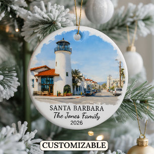 Personlig Santa Barbara-ornament, Kalifornien Julgransprydnad Keramik