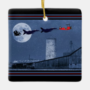 Personlig Santa, F16 Jet, Red Biplan jul Julgransprydnad Keramik