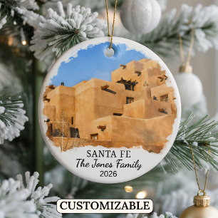 Personlig Santa Fe-ornament, Anpassad New Mexico Julgransprydnad Keramik