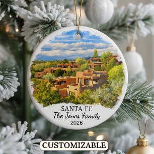 Personlig Santa Fe-ornament, Anpassad New Mexico Julgransprydnad Keramik