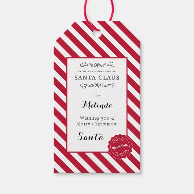 Personlig Santa Gift-Märkre, Jul Elf-Märkre Presentetikett (Framsidan)
