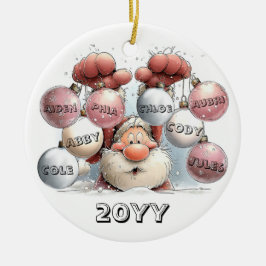 Personlig Santa i snö keramisk prydnad Julgransprydnad Keramik