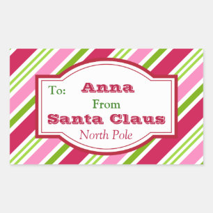 Personlig Santa jul Candy Gift Stickers Rektangulärt Klistermärke