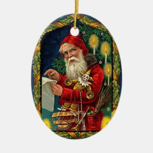 Personlig Santa med Jester-julprydnad Julgransprydnad Keramik (Framsidan)