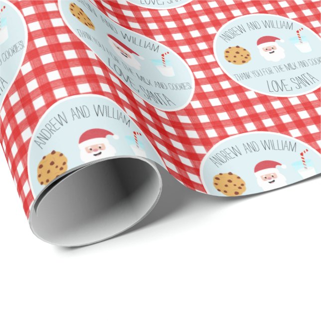 Personlig Santa Mjölk och Cookies Wrapping Papper Presentpapper (Rullad Hörn)
