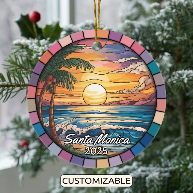 Personlig Santa Monica Ornament, Kalifornien Julgransprydnad Keramik (Skapare uppladdad)