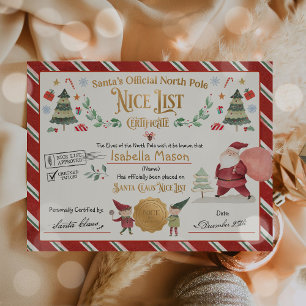 Personlig Santa Officiell Nice-listcertifikat