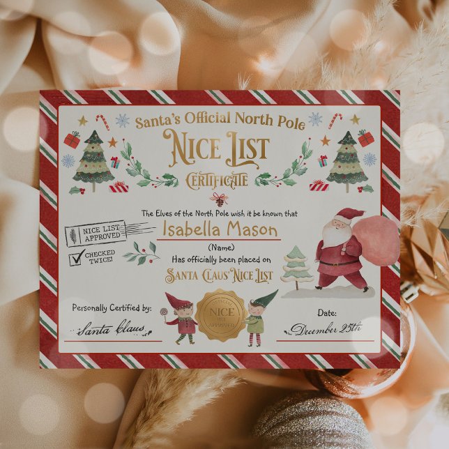 Personlig Santa Officiell Nice-listcertifikat (Skapare uppladdad)