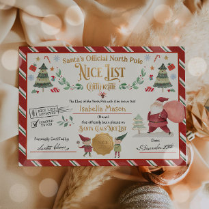 Personlig Santa Officiell Nice-listcertifikat Inbjudningar