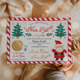 Personlig Santa Officiell Nice-listcertifikat Inbjudningar