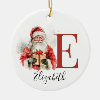 Personlig Santa-ornament – Jul med anpassat namn Julgransprydnad Keramik