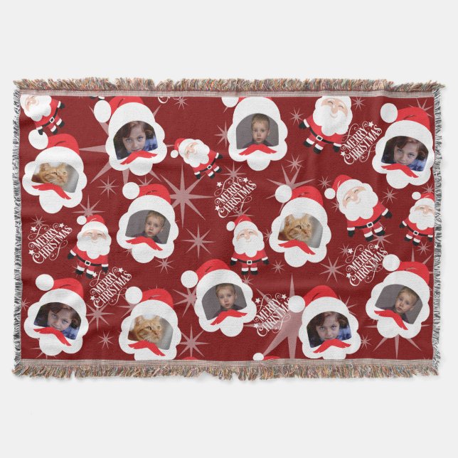 Personlig Santa Photo Collage Throw Blanket Filt (Framsidan)