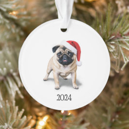 Personlig Santa Pug Acrylic Ornament