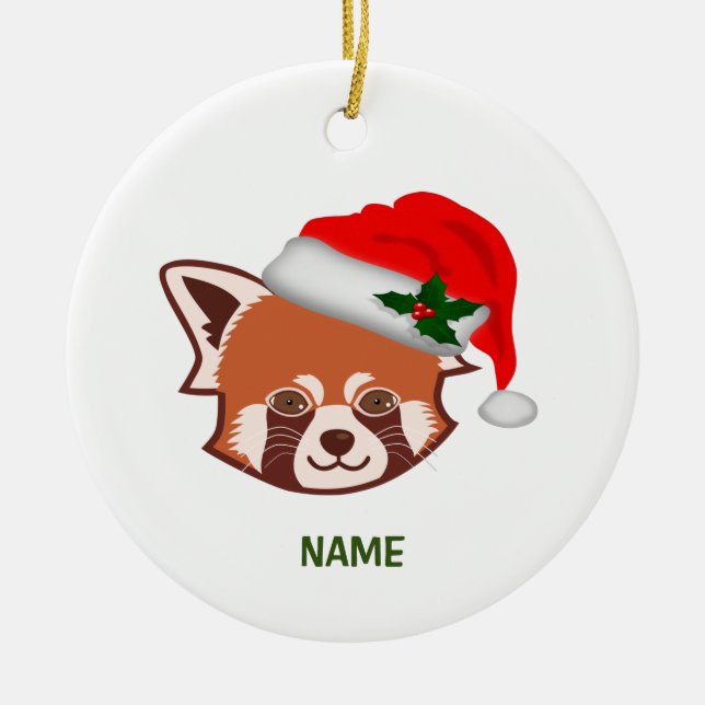 Personlig "Santa Red Panda" jul Ornament (Framsidan)