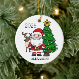 Personlig Santa Reindeer Julgran Julgransprydnad Keramik