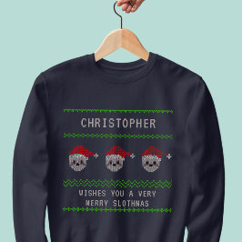 Personlig Santa Sloth Ugly jul Sweatshirt