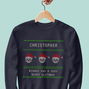 Personlig Santa Sloth Ugly jul Sweatshirt