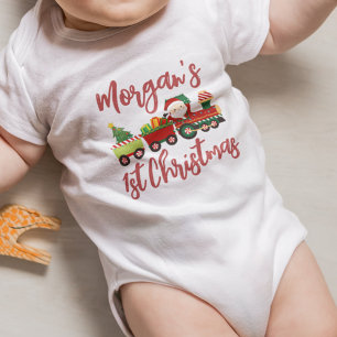 Personlig Santa Tåg Baby första jul T Shirt