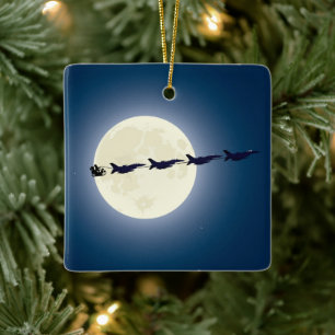 Personlig Santa w/ F-16 Jet Militär jul Julgransprydnad Keramik