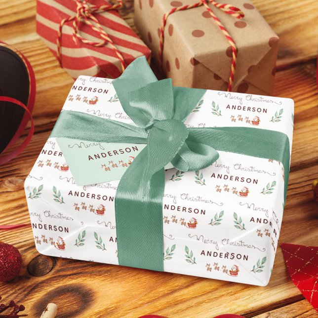Personlig Santa Wrapping Papper Presentpapper (Make Christmas wrapping a little easier with this personalized wrapping paper! Matching tag! )