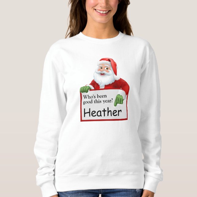 Personlig Santa's Bra List T Shirt (Framsida)
