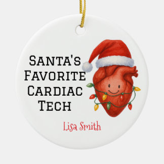 Personlig Santa's Cardiac Tech Julgransprydnad Keramik