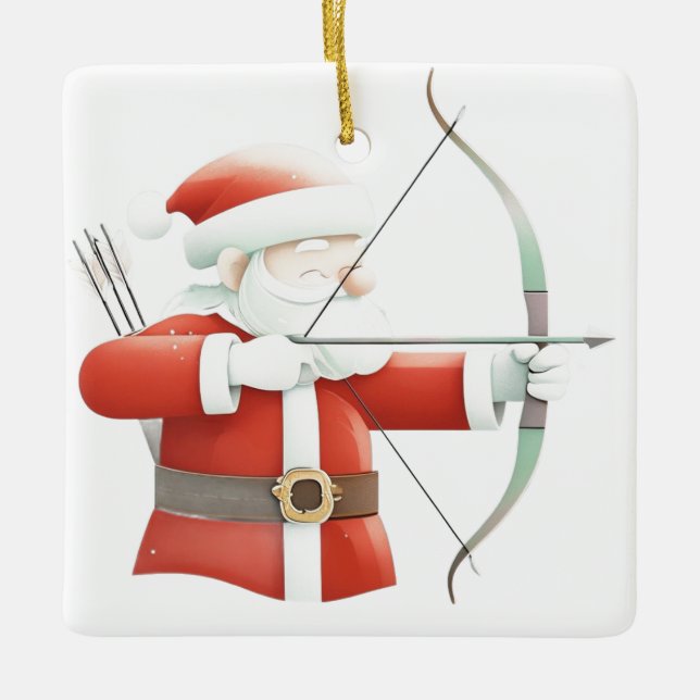 Personlig Santa's Favorite Archer Julgransprydnad Keramik (Framsida)
