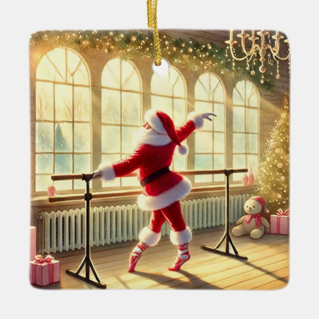 Personlig Santa's Favorite Barre Instructor Julgransprydnad Keramik (Framsida)