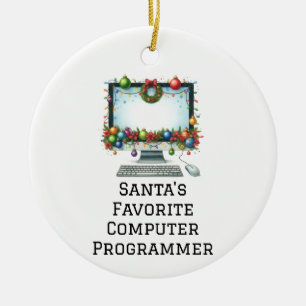 Personlig Santa's Favorite Computer Programmer Julgransprydnad Keramik