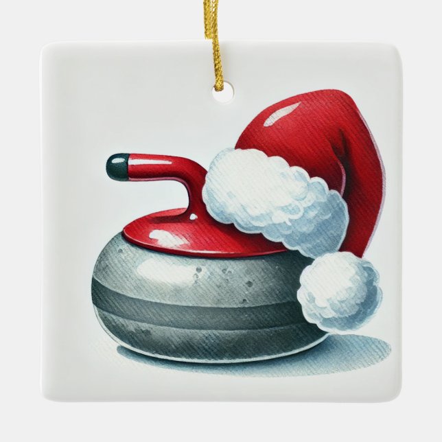 Personlig Santa's Favorite Curler Julgransprydnad Keramik (Framsida)