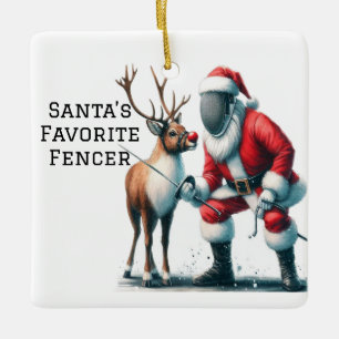 Personlig Santa's Favorite Fencer Julgransprydnad Keramik