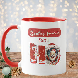 Personlig Santa's Favorite HO Red & White Julafton Mugg