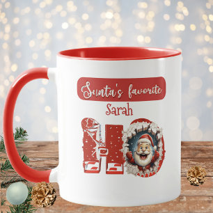 Personlig Santa's Favorite HO Red & White Julafton Mugg