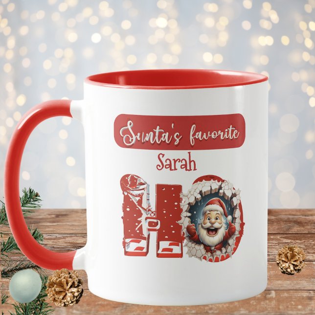 Personlig Santa's Favorite HO Red & White Julafton Mugg (Skapare uppladdad)