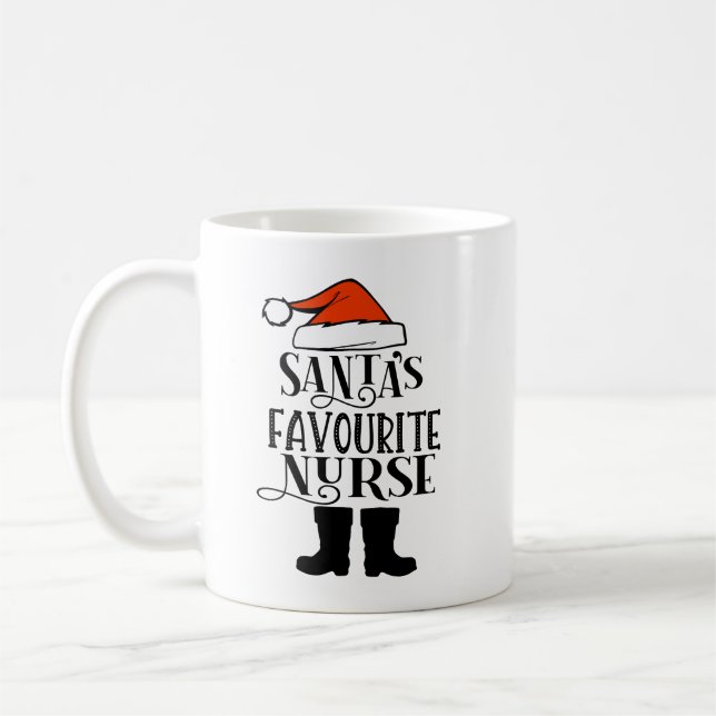 Personlig Santa's Favorite Nurse Mugg (Vänster)