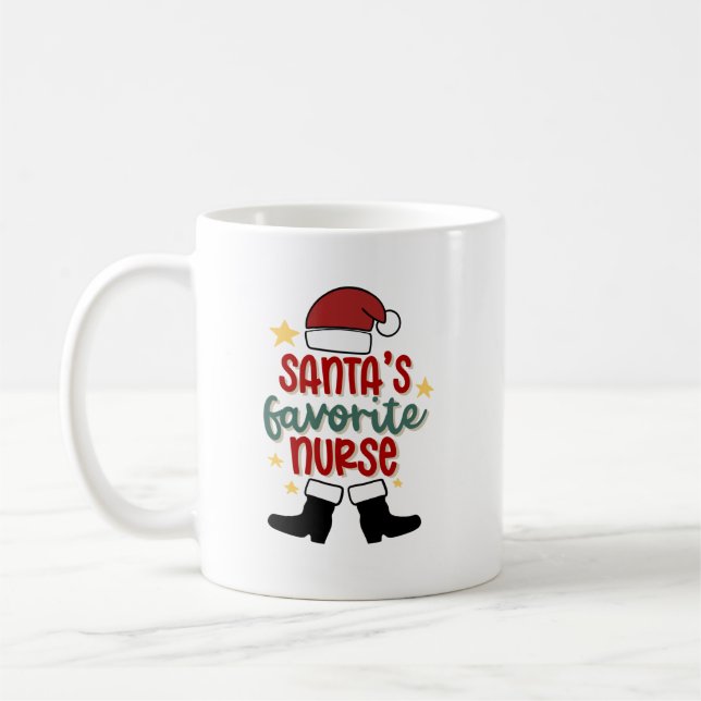 Personlig Santa's Favorite Nurse Mugg (Vänster)