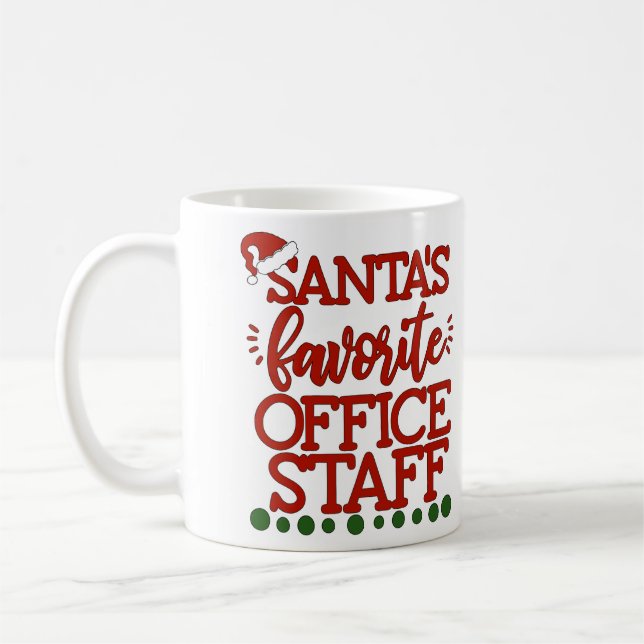 Personlig Santa's Favorite Office-personal Kaffemugg (Vänster)