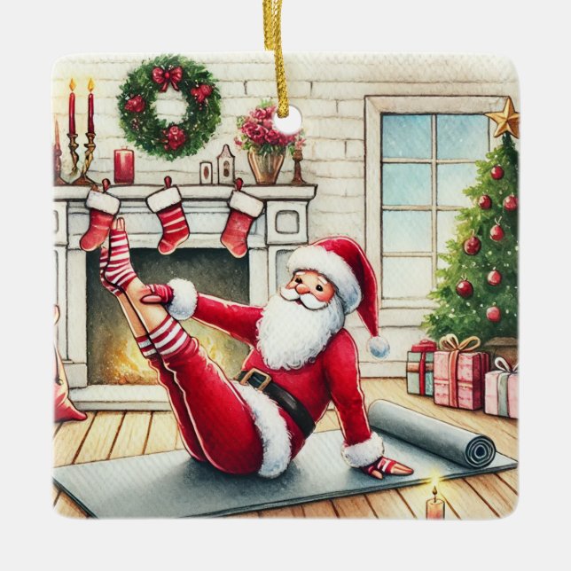 Personlig Santa's Favorite Pilates Instructor Julgransprydnad Keramik (Framsida)
