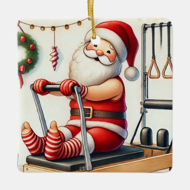 Personlig Santa's Favorite Pilates Student Julgransprydnad Keramik (Framsida)