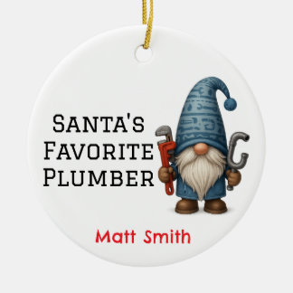 Personlig Santa's Favorite Plumber/Handyman Julgransprydnad Keramik