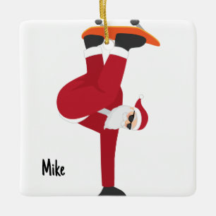 Personlig Santa's Favorite Skateboarder Julgransprydnad Keramik