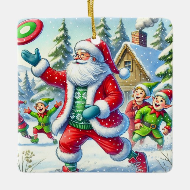 Personlig Santa's Favorite Ultimate Player Julgransprydnad Keramik (Framsida)
