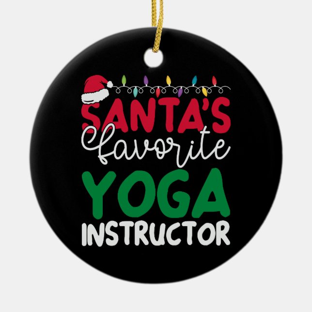 Personlig Santa's Favorite Yoga Instructor Julgransprydnad Keramik (Framsidan)