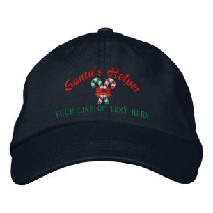 Personlig Santa's Helper Polkagrisars Broderad Keps