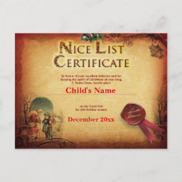 Personlig Santa's Nice List Certificate Vykort
