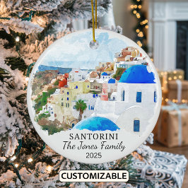 Personlig Santorini Ornament, Grekland Gift Julgransprydnad Keramik