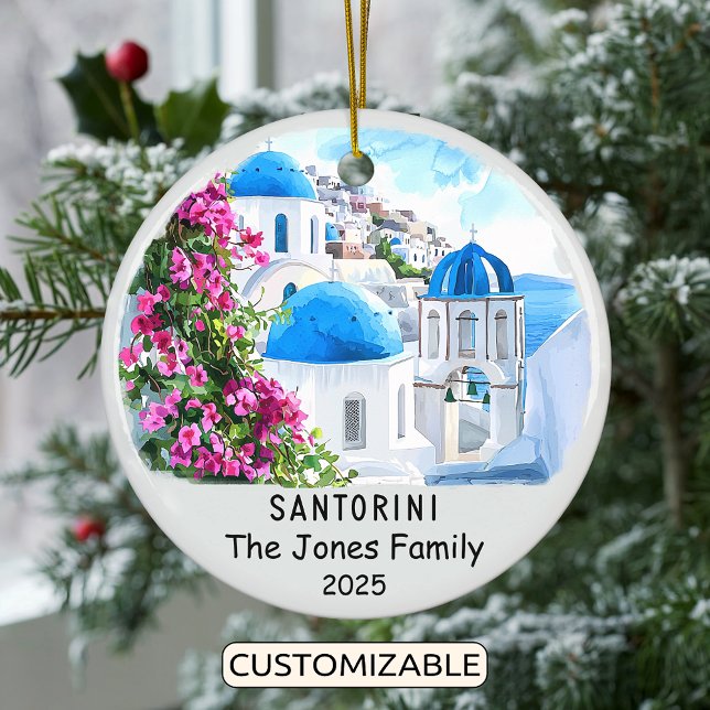 Personlig Santorini Ornament, Grekland Julgransprydnad Keramik (Skapare uppladdad)